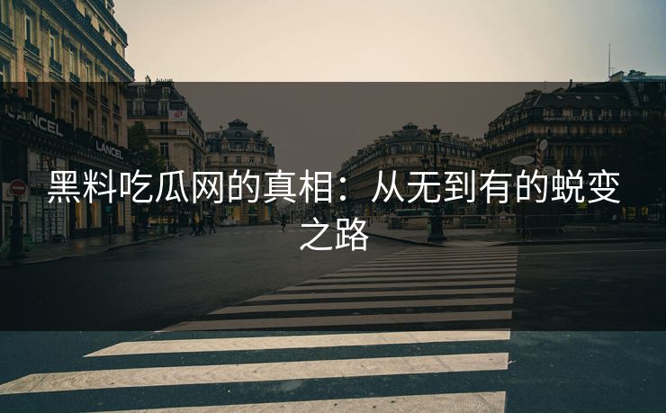 黑料吃瓜网的真相：从无到有的蜕变之路
