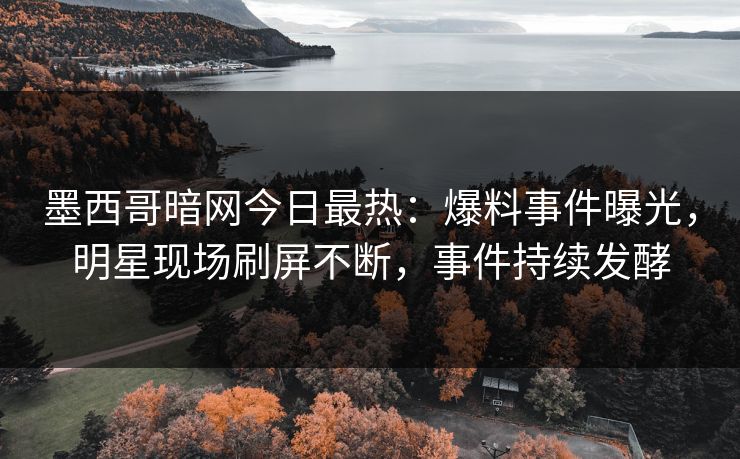 墨西哥暗网今日最热：爆料事件曝光，明星现场刷屏不断，事件持续发酵