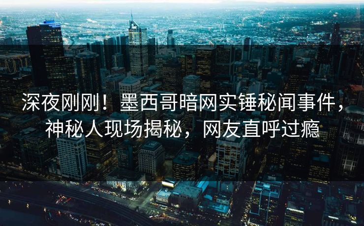 深夜刚刚！墨西哥暗网实锤秘闻事件，神秘人现场揭秘，网友直呼过瘾