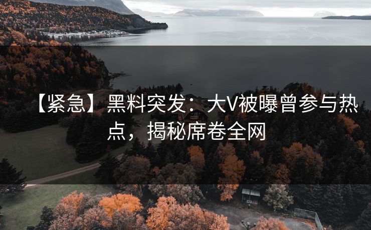 【紧急】黑料突发：大V被曝曾参与热点，揭秘席卷全网